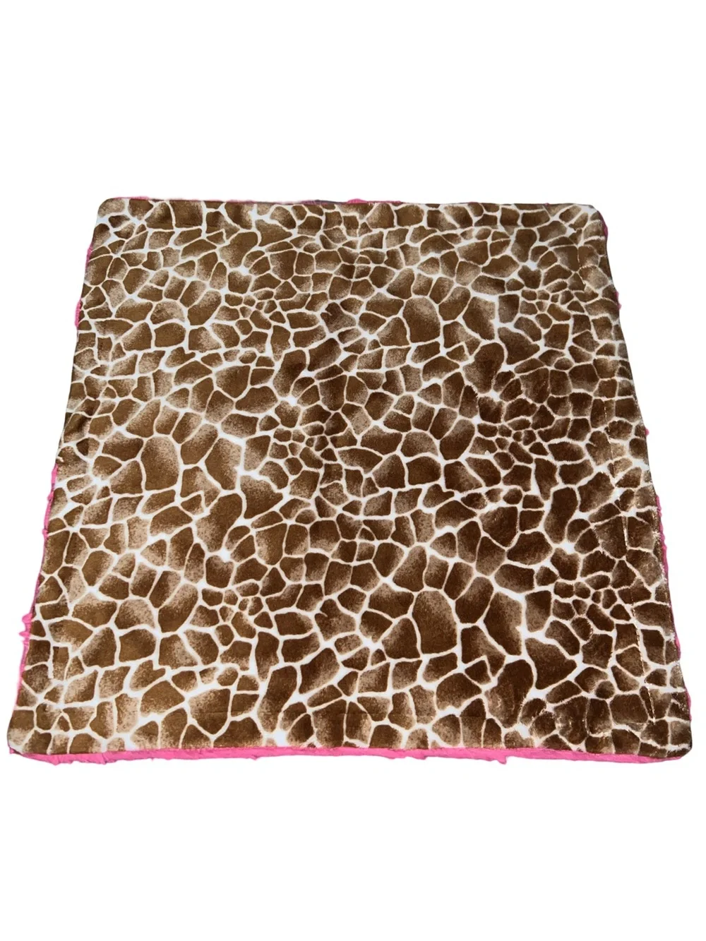 giraffe print Pink  minky lovey Security Blanket